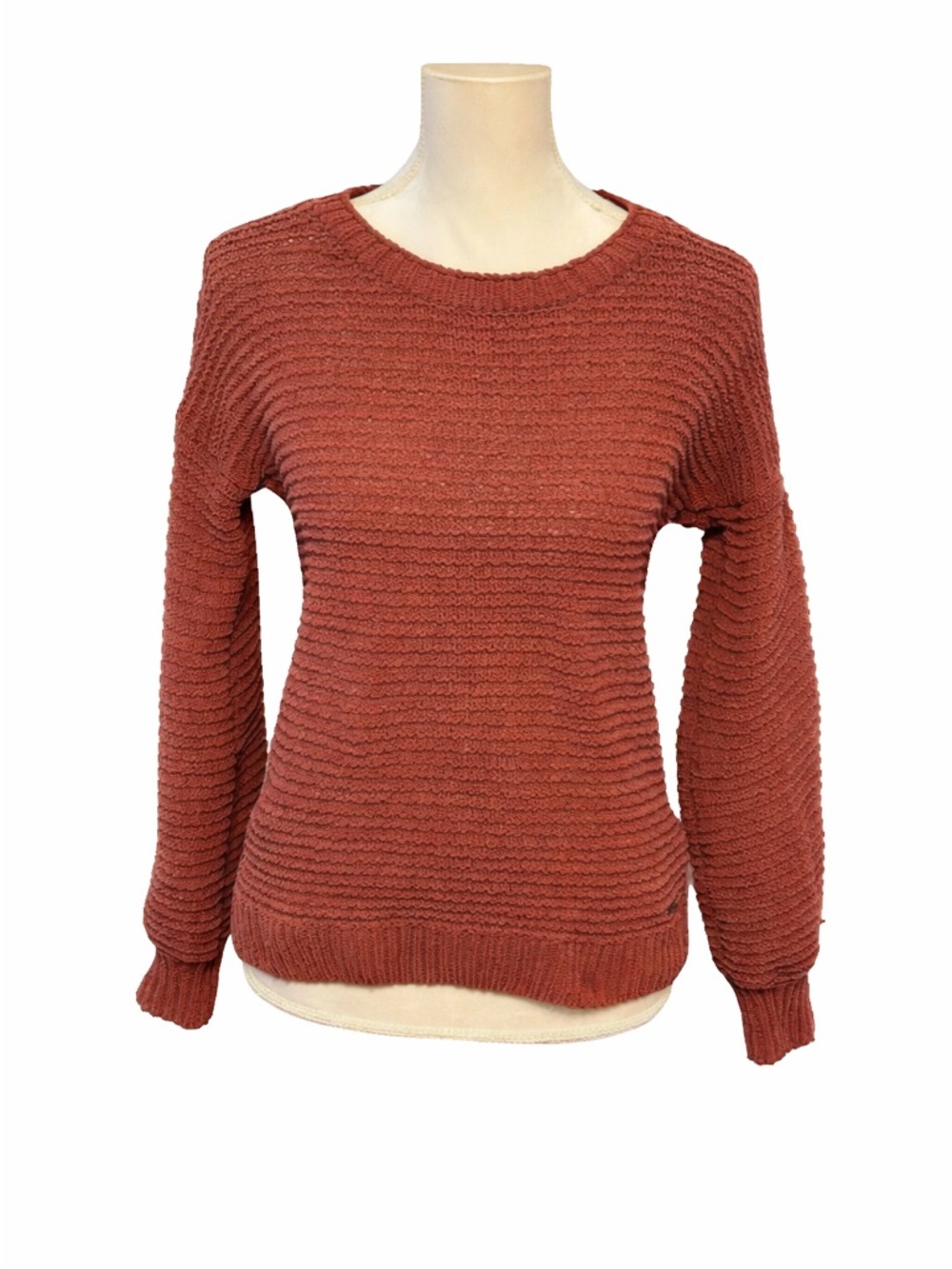 Abercrombie & Fitch Rose Pink Knit Open-Knit Cozy CottageCore Crew Neck Sweater